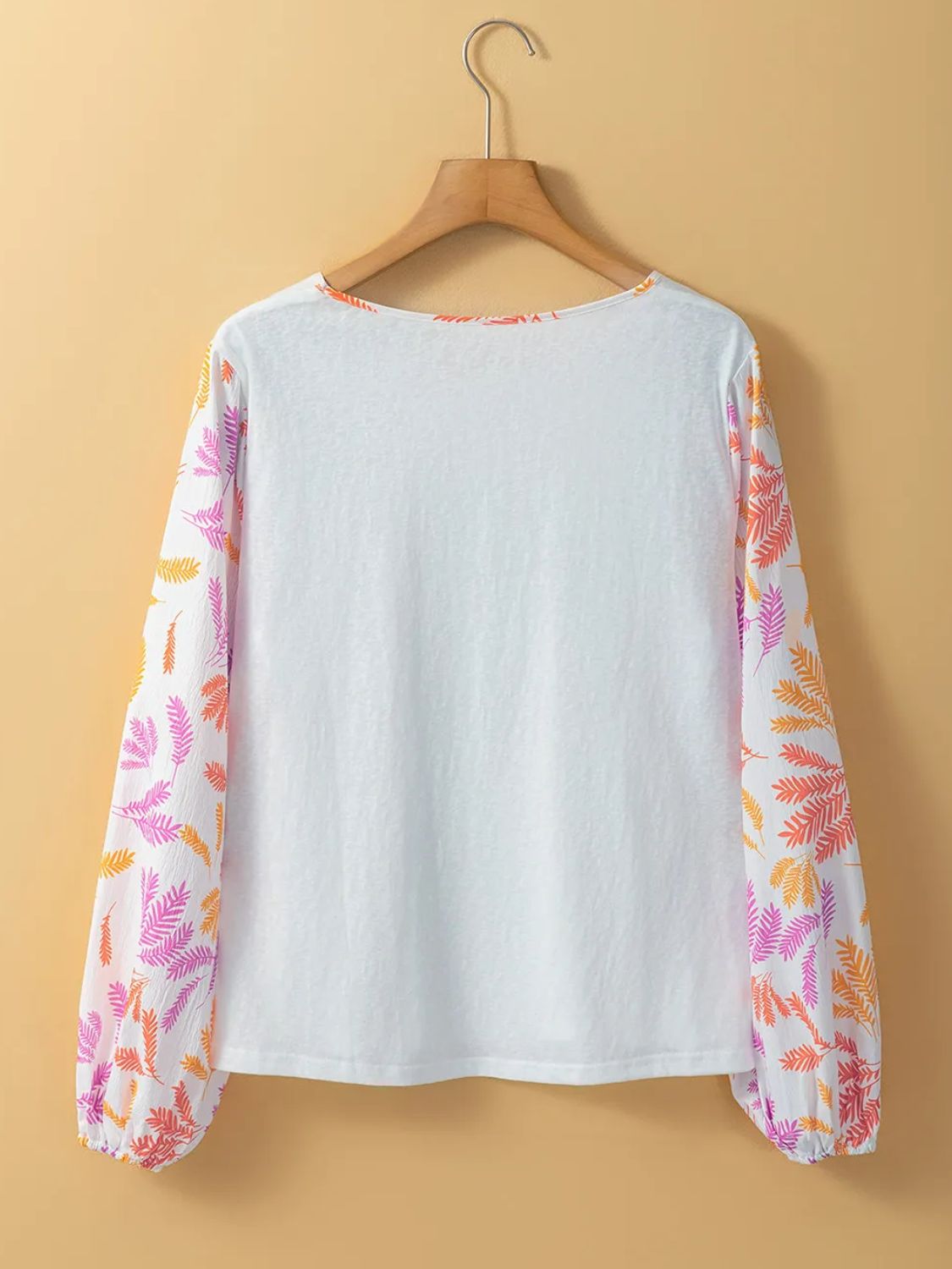 Printed Round Neck Long Sleeve Blouse