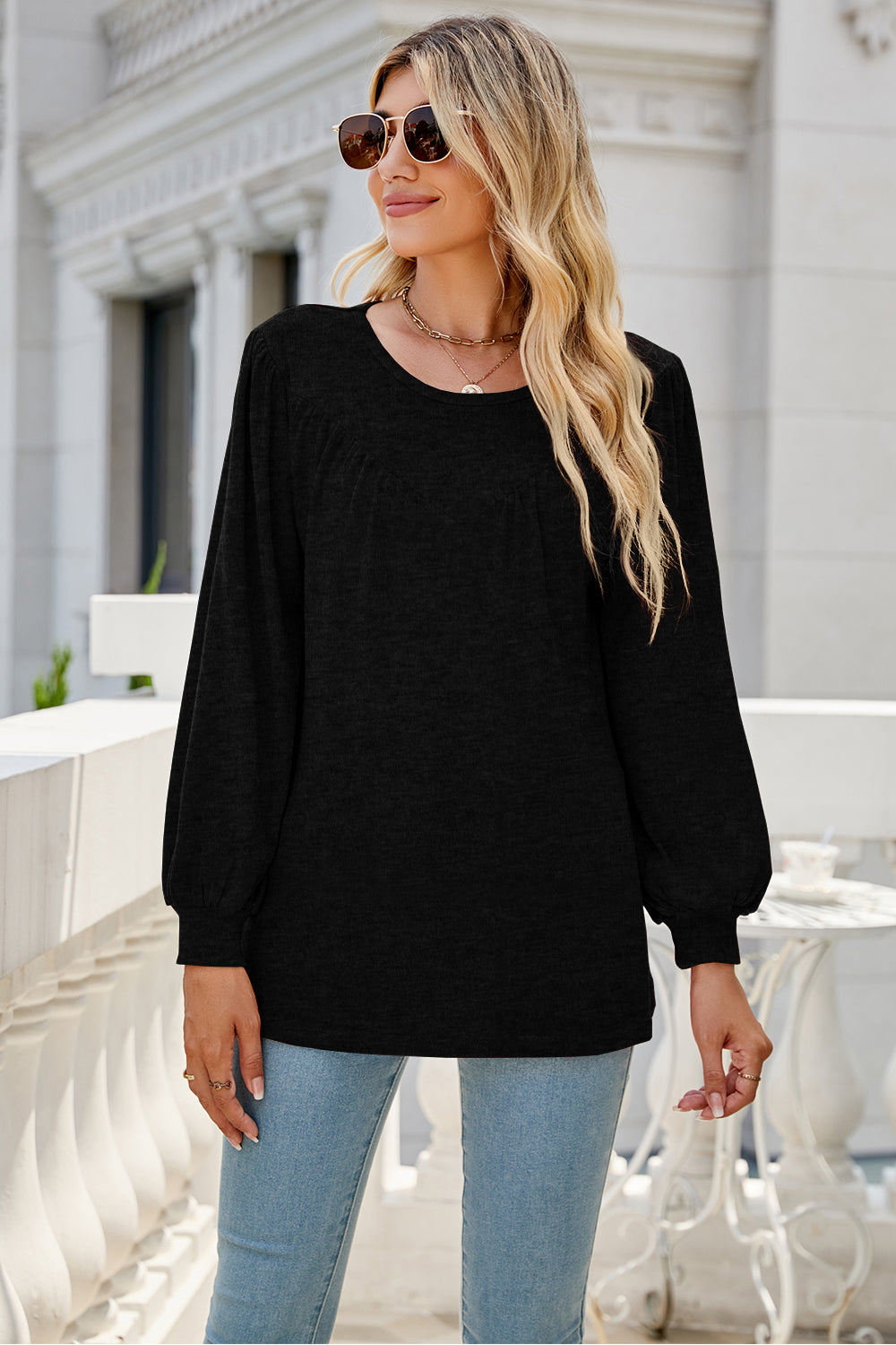 Round Neck Long Sleeve Top