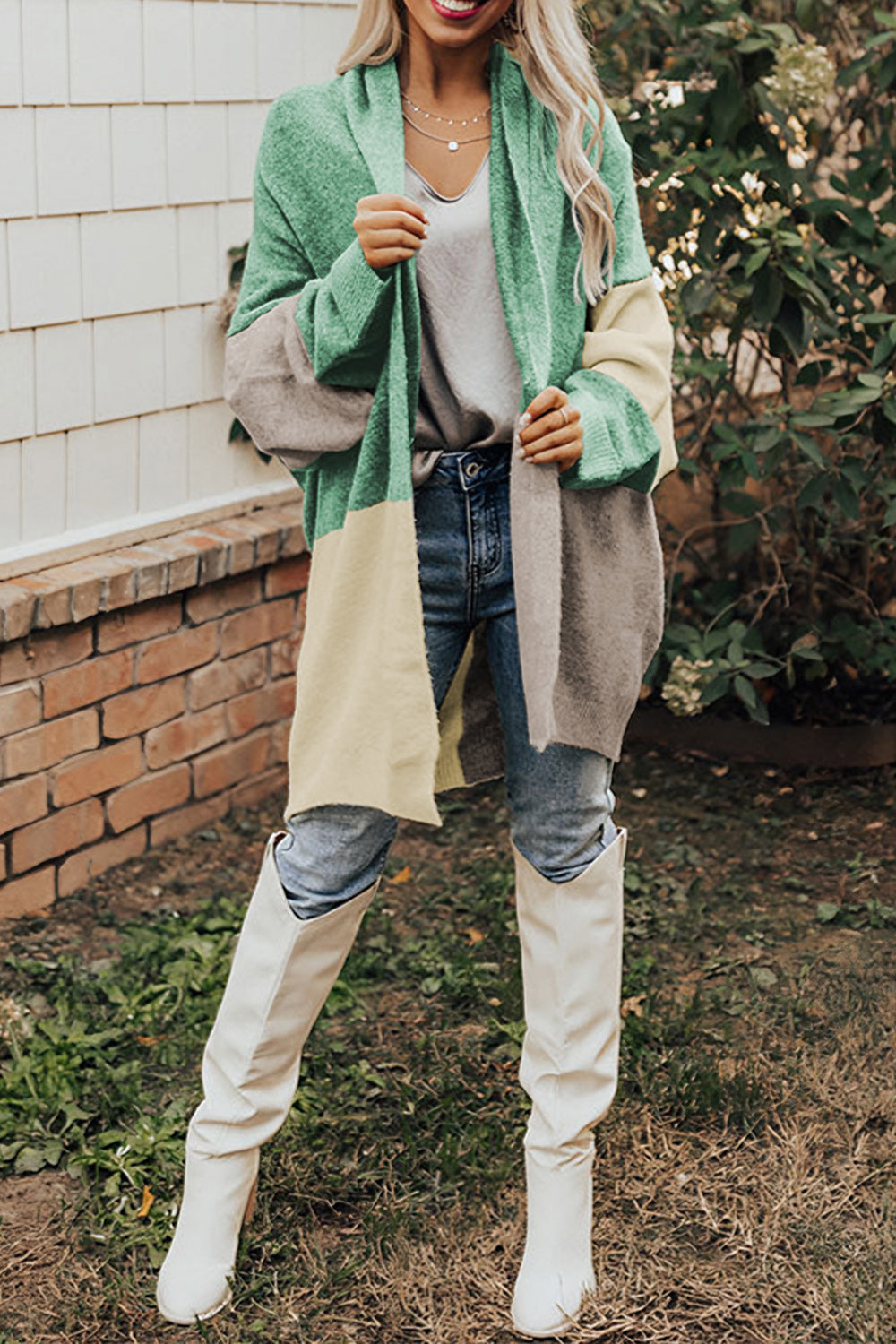 Color Block Long Sleeve Cardigan