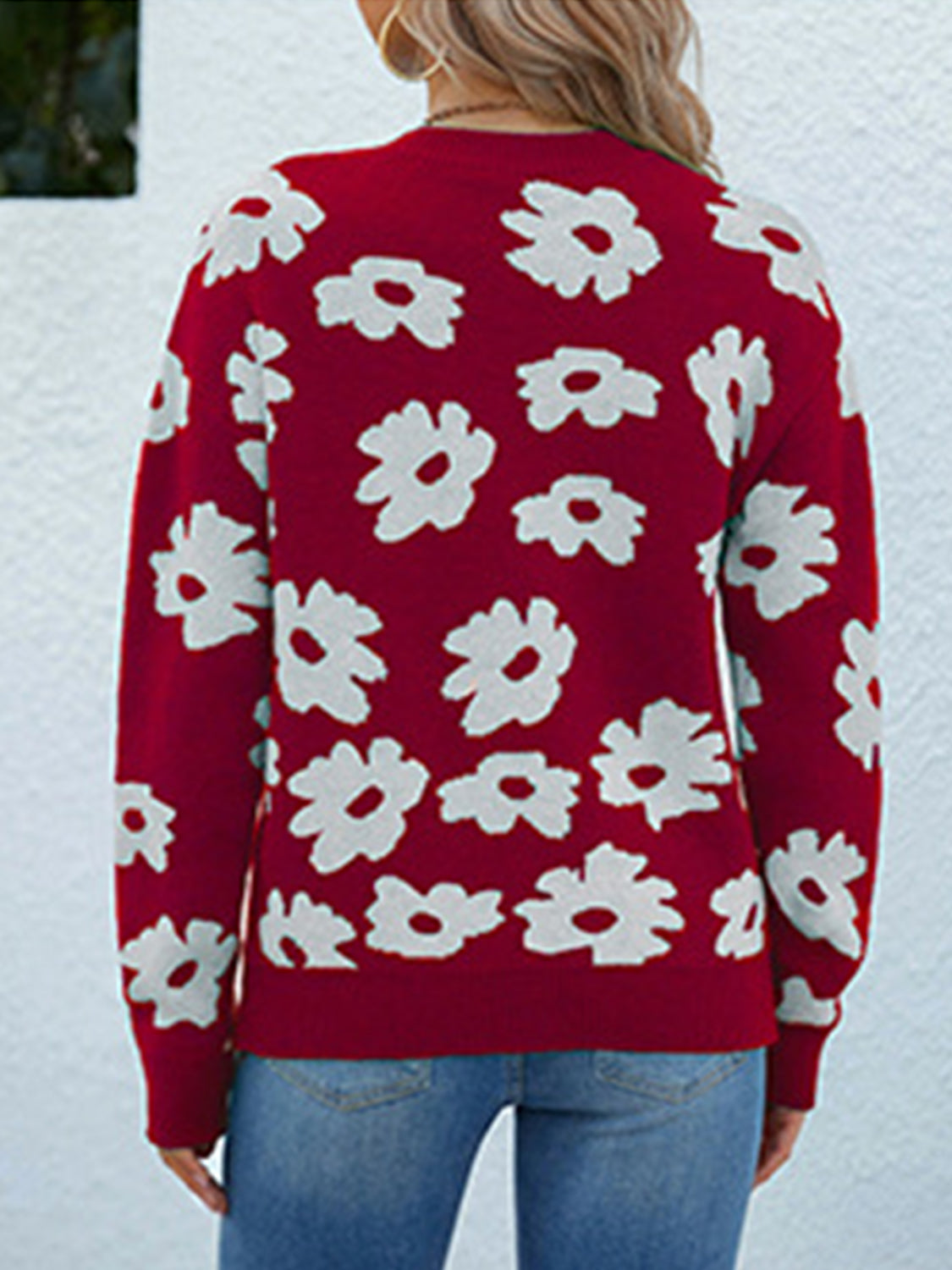 Floral Round Neck Sweater