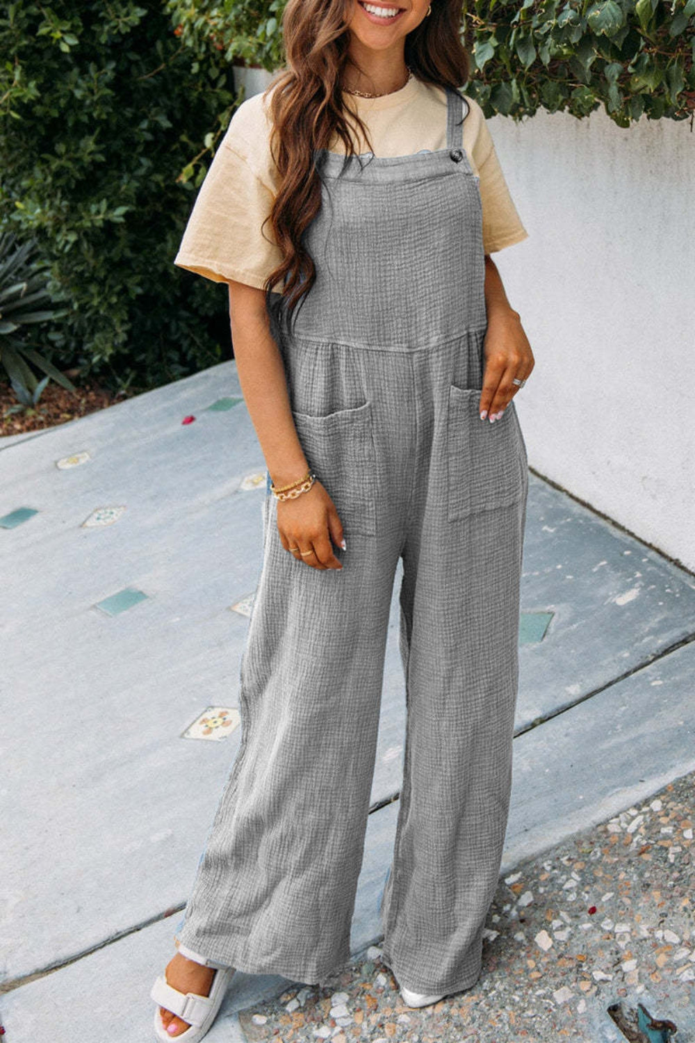 Full Size Wide Leg Front Pocket Jumpsuit