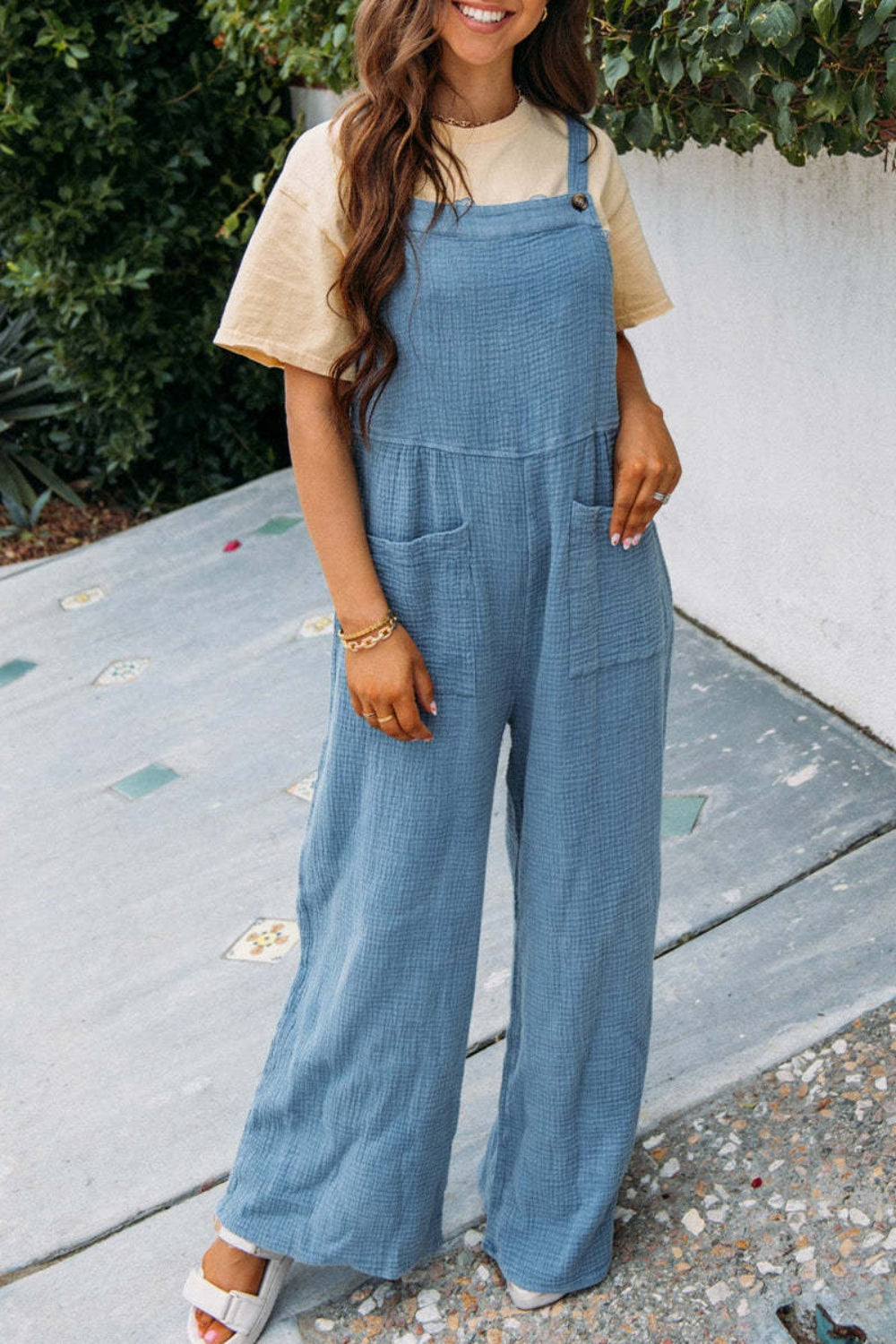 Full Size Wide Leg Front Pocket Jumpsuit