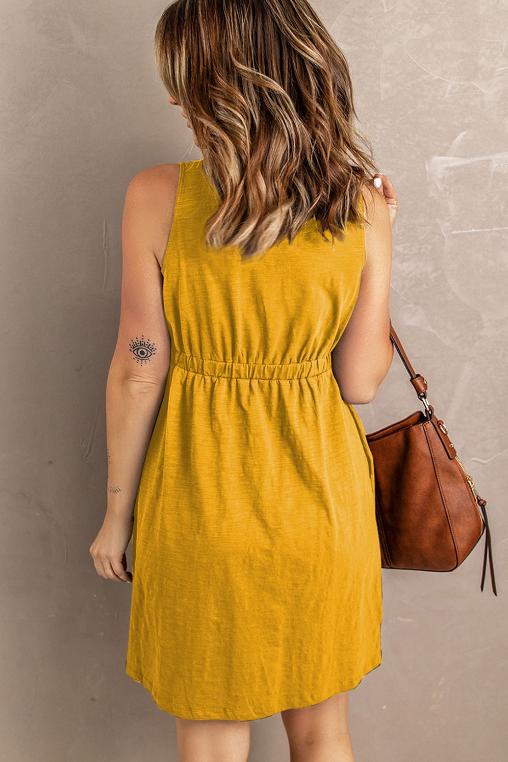 Sleeveless Button Down Mini Dress